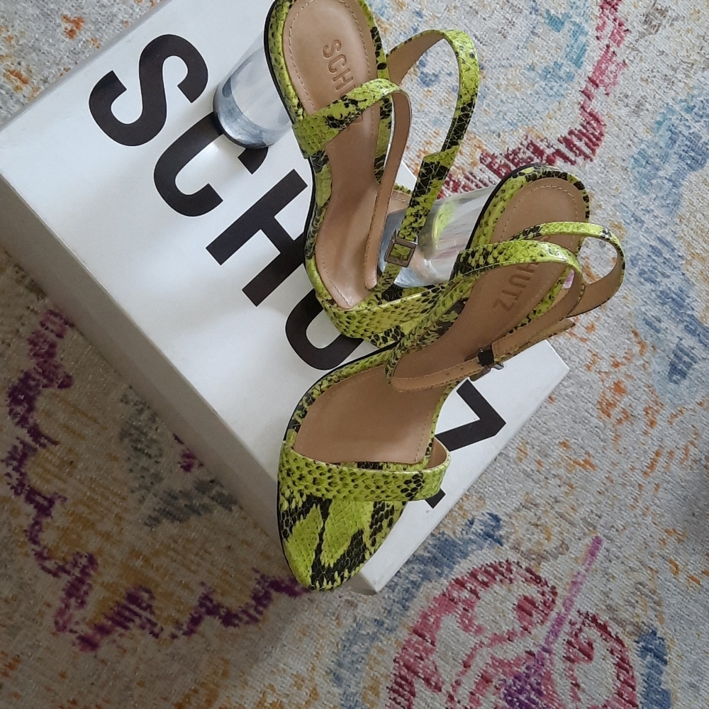 Schutz Acrylic heel.snake skin 👡